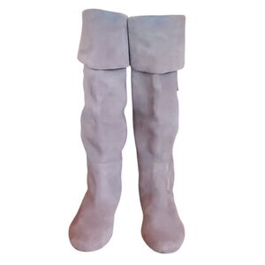 Steve Madden Grey Suede Knee High Boots Size 8 Zip & Cuff
